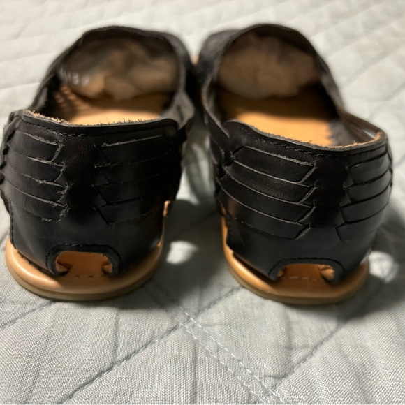 Origo Shoes The Huarache Wide by Anya Black Woven Leather Flats - Picture 4 of 6